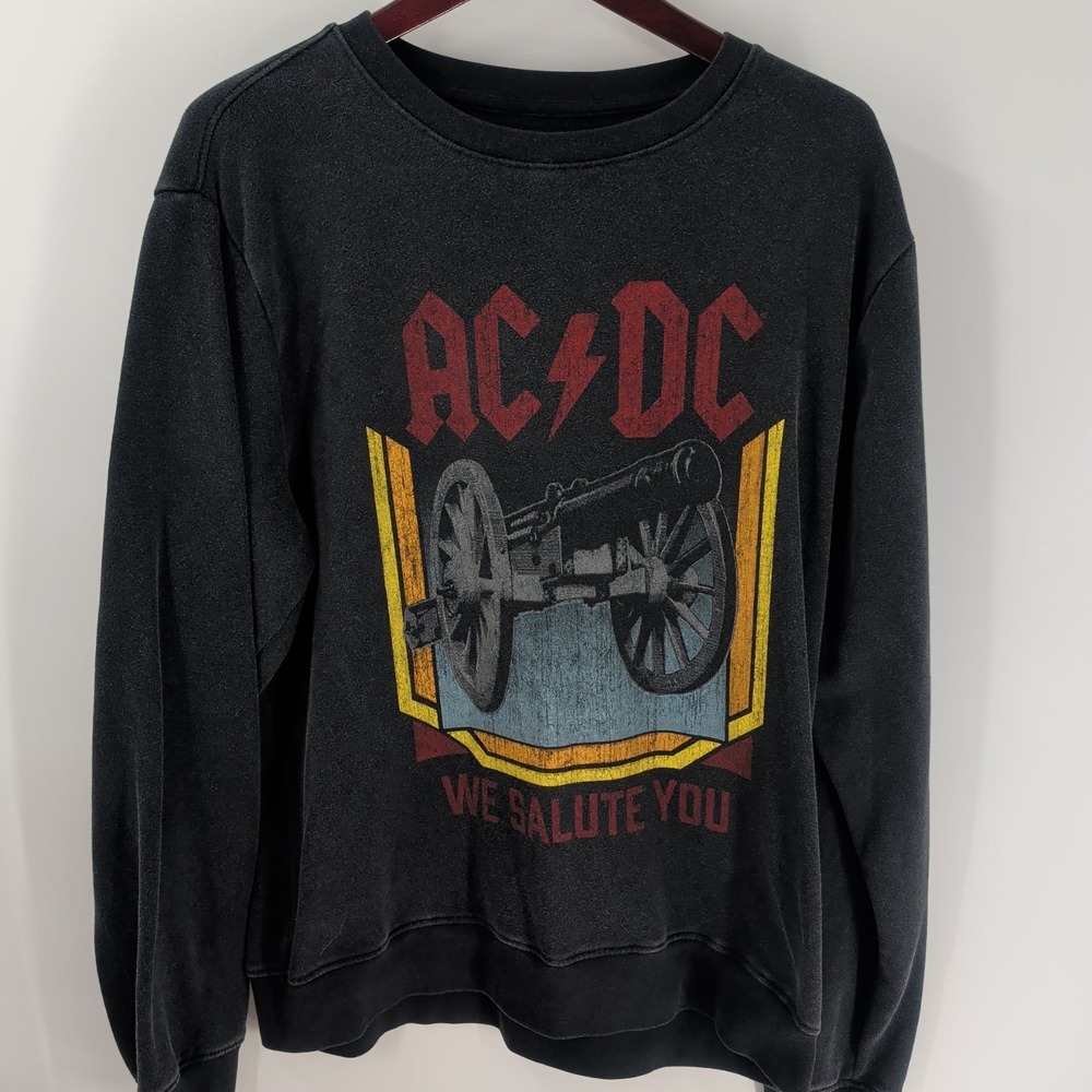 AC/DC 2003 We Salute You Music Rock Graphic Pullover Sweatshirt Black Size M - Picture 2 of 8